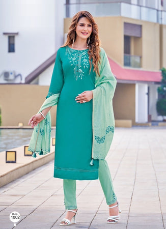 Aqua Georgette Indian women's salwar kameez with dupatta ready to wear