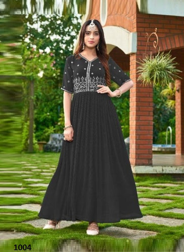 Black Georgette Indian Ethnic kurti with dupata