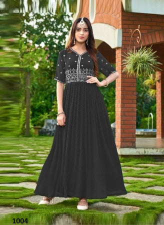 Black Georgette Indian Ethnic kurti with dupata