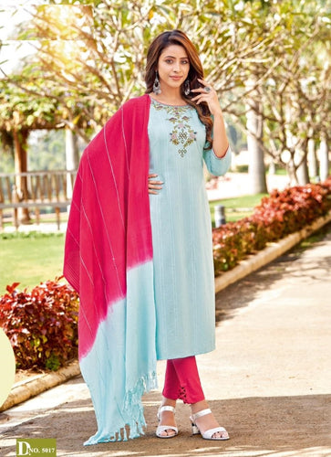 Aqua Georgette Indian women's salwar kameez with dupatta ready to wear