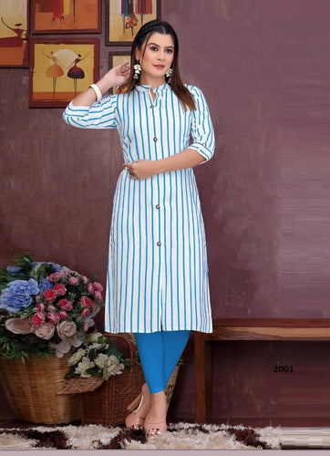 Aqua Georgette Indian Ethnic kurti with dupata