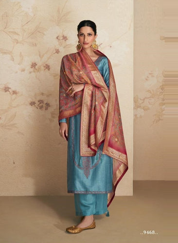 Aqua Georgette Indian women's salwar kameez with dupatta ready to wear