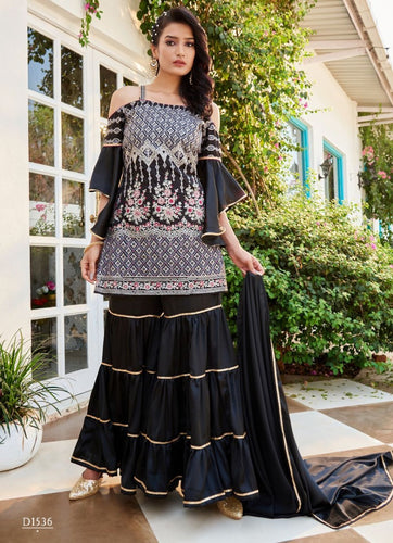 Black Georgette Indian women's salwar kameez with dupatta ready to wear