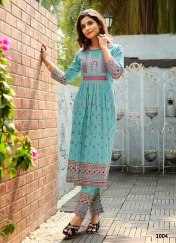 Aqua Georgette Indian Ethnic kurti with dupata