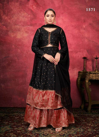 Black Georgette Indian women's salwar kameez with dupatta ready to wear