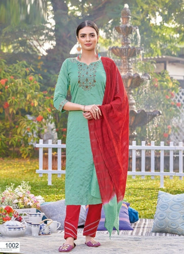 Aqua Georgette Indian women's salwar kameez with dupatta ready to wear