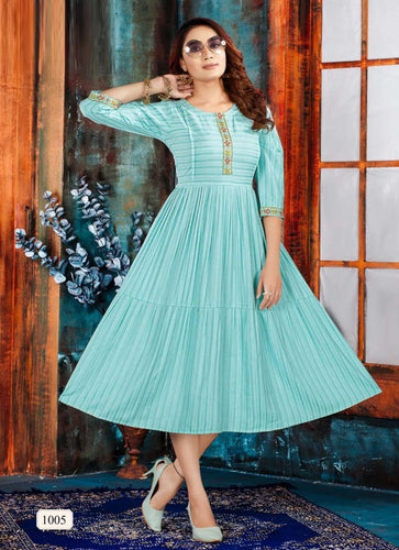 Aqua Georgette Indian Ethnic kurti with dupata