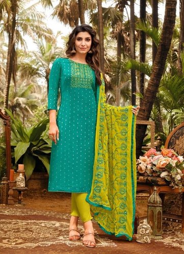 Aqua Georgette Indian women's salwar kameez with dupatta ready to wear