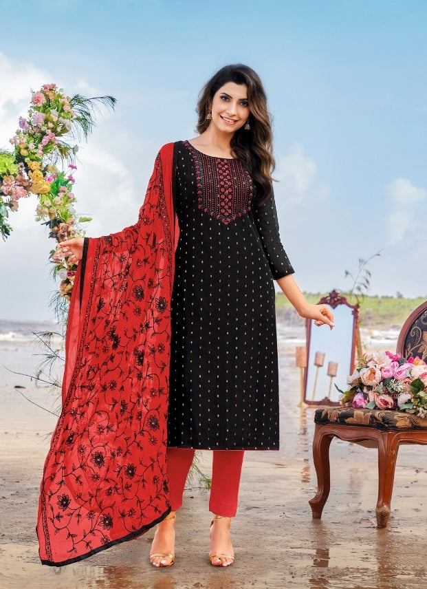 Black Georgette Indian women's salwar kameez with dupatta ready to wear