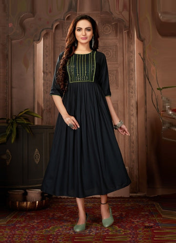 Black Georgette Indian Ethnic kurti with dupata