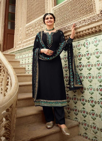 Black Georgette Indian women's salwar kameez with dupatta ready to wear