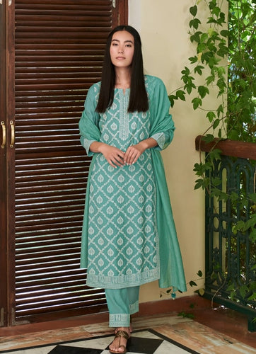 Aqua Georgette Indian women's salwar kameez with dupatta ready to wear
