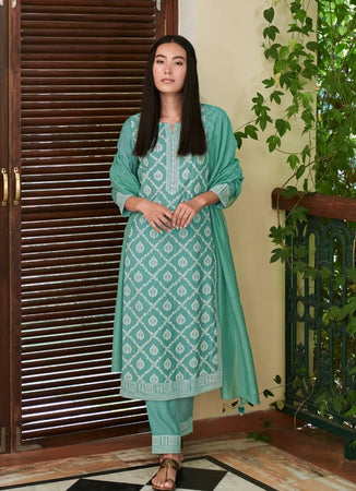Aqua Georgette Indian women's salwar kameez with dupatta ready to wear