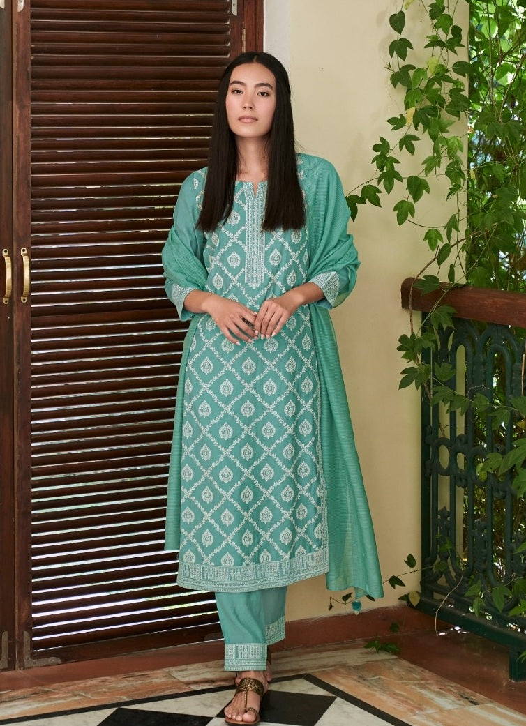 Aqua Georgette Indian women's salwar kameez with dupatta ready to wear