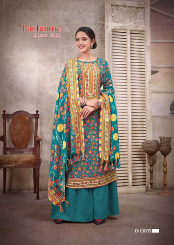 Aqua Pashmina Indian women's salwar kameez with dupatta ready to wear