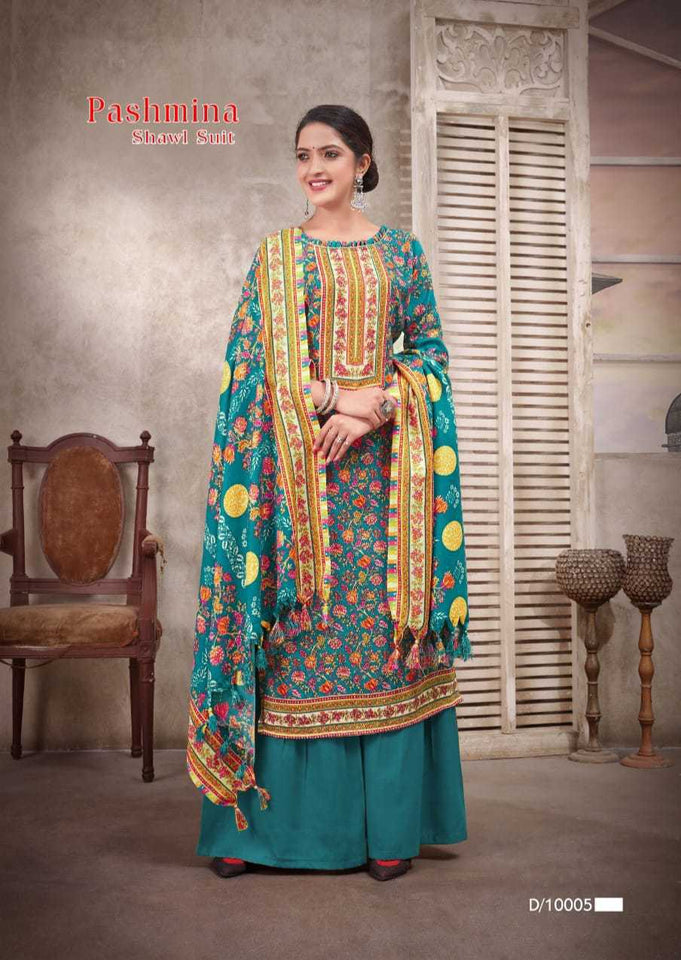 Aqua Pashmina Indian women's salwar kameez with dupatta ready to wear