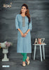 Aqua Liquid Rayon Slub with Embroidery Indian Ethnic kurti with dupata