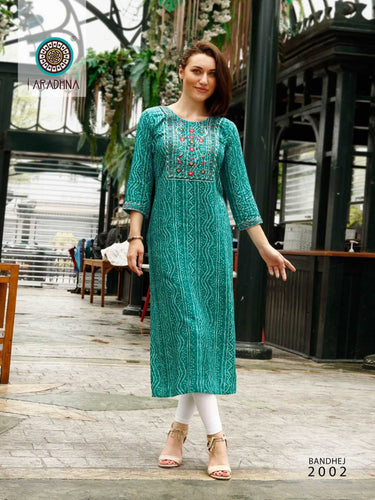 Aqua Fancy with Embroidery Indian Ethnic kurti with dupata