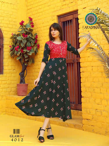 Back Heavy Rayon Indian Ethnic kurti with dupata