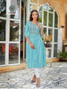 Aqua Viscose with Striped Pattern & Finely Done Embroidery Indian Ethnic Kurti With Dupata
