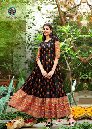 Black (Liva Approved) with Ikat Print Indian Ethnic kurti with dupata