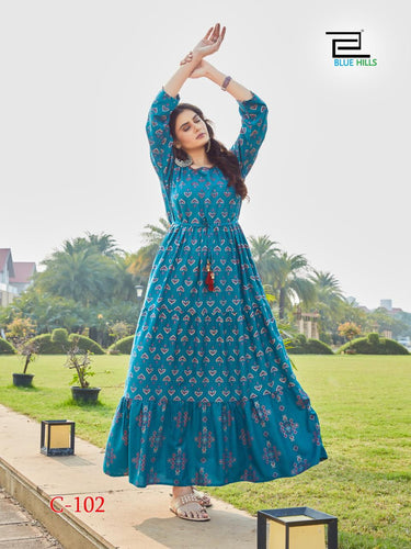 Aqua Rayon Indian Ethnic kurti with dupata