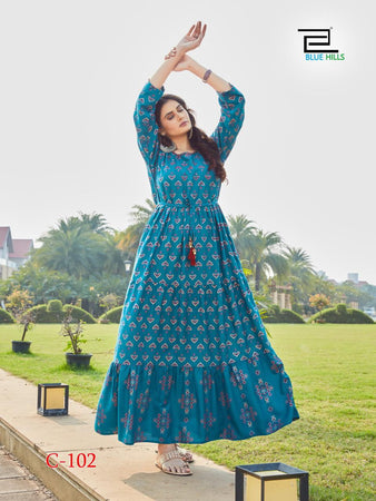 Aqua Rayon Indian Ethnic kurti with dupata