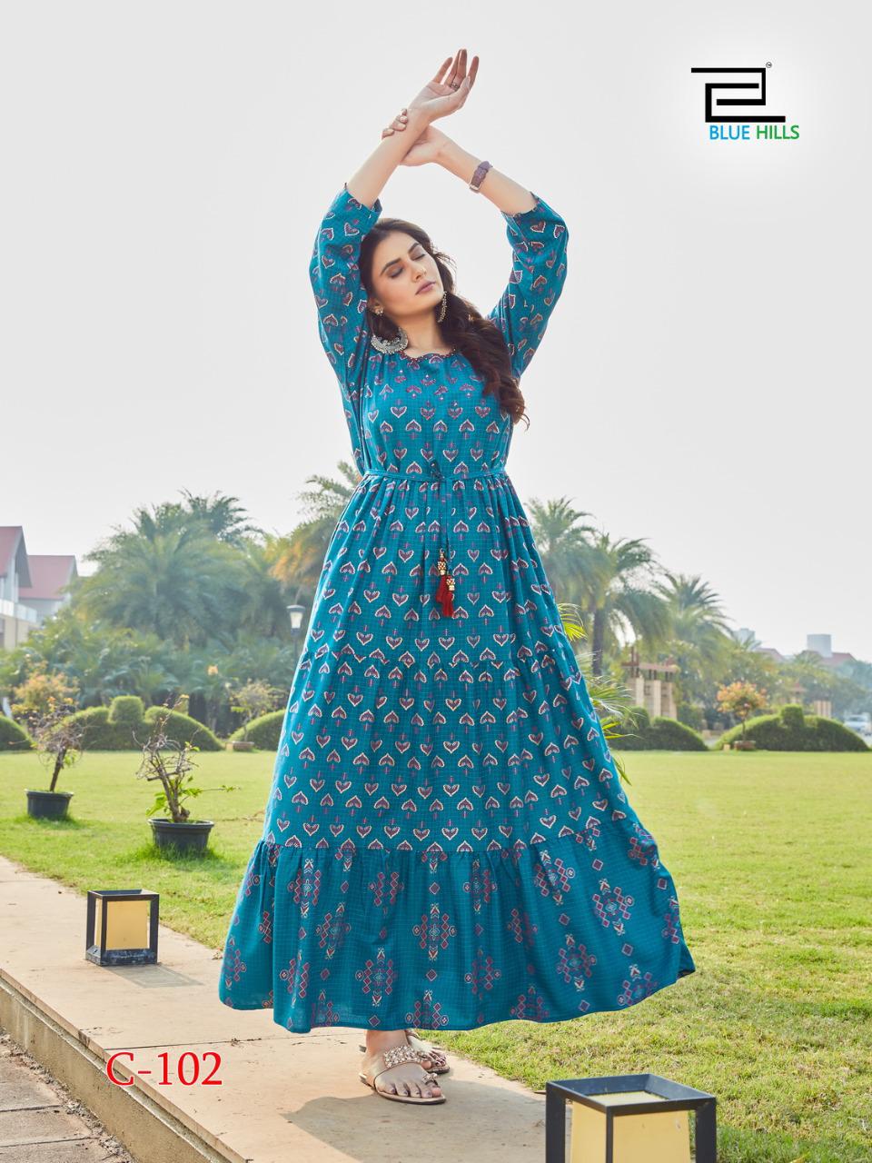 Aqua Rayon Indian Ethnic kurti with dupata