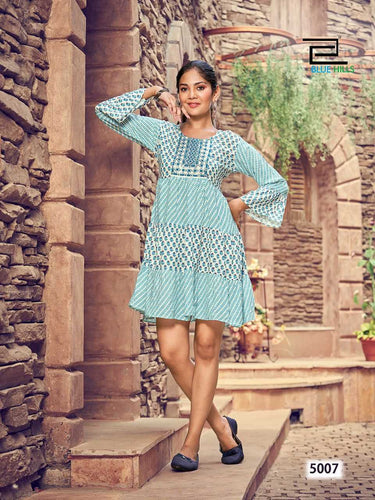 Aqua Rayon with Embroidery Indian ethnic kurta with dupata