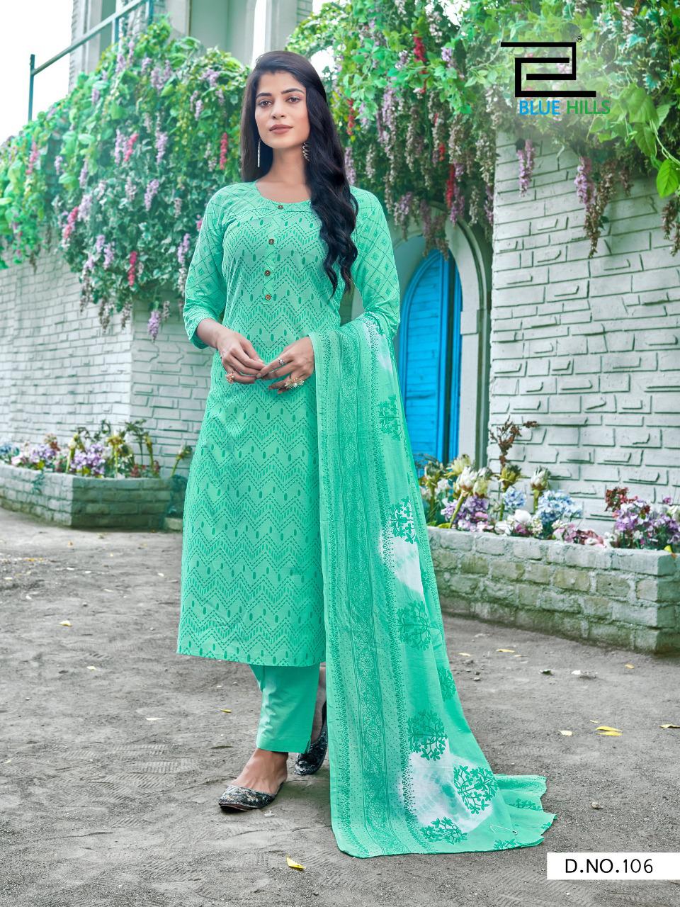 Aqua Pure Cotton Cambric with Silai Pattern Indian Ethnic kurti with dupata