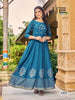 Aqua Rayon Foil Print with Classic Embroidery Indian Ethnic kurti with dupata
