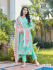 Aqua Pure Cotton Cambric Print Indian Ethnic kurti with dupata