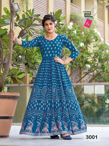 Aqua Rayon Foil Print (Liva Certified) Indian Ethnic kurti with dupata
