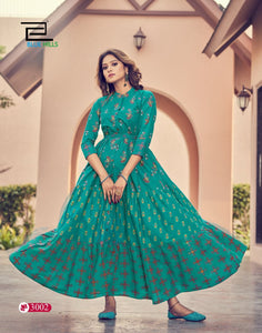 Aqua Heavy Cotton Cambric Indian Ethnic kurti with dupata