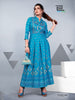 Aqua Rayon with Foil Print Indian Ethnic kurti with dupata
