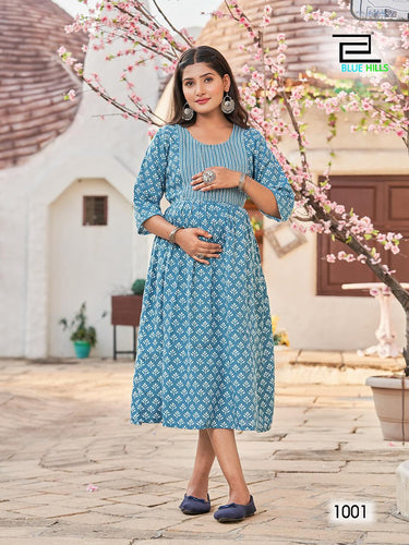 Aqua Capsule Mil Print (Both Side Zip) Indian Ethnic kurti with dupata