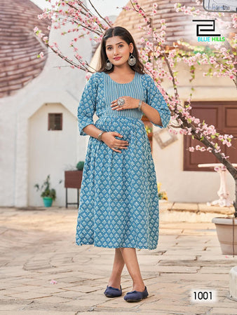 Aqua Capsule Mil Print (Both Side Zip) Indian Ethnic kurti with dupata