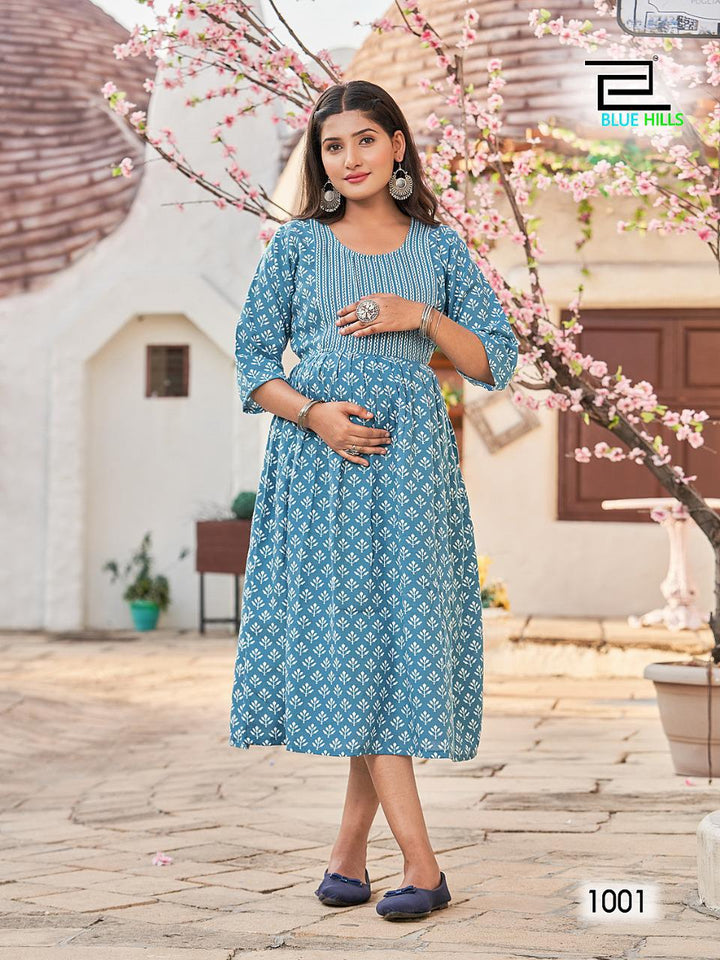 Aqua Capsule Mil Print (Both Side Zip) Indian Ethnic kurti with dupata