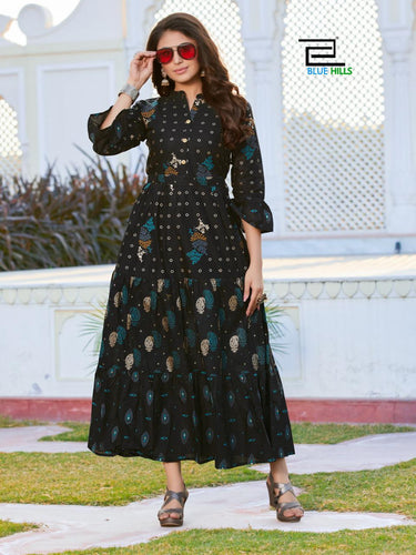 Black Cotton Mal Indian Ethnic kurti with dupata