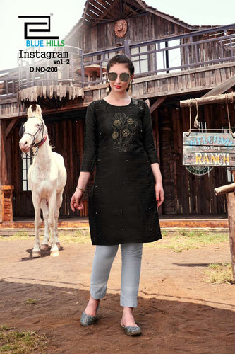 Black Cotton with Finishing Indian Ethnic kurti with dupata