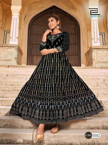 Black Foil Print Indian Ethnic kurti with dupata