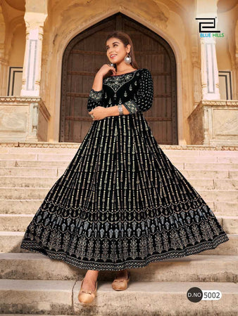 Black Foil Print Indian Ethnic kurti with dupata