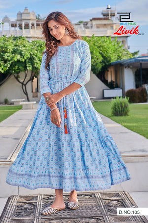 Aqua Heavy Cotton Cambric Indian Ethnic kurti with dupata