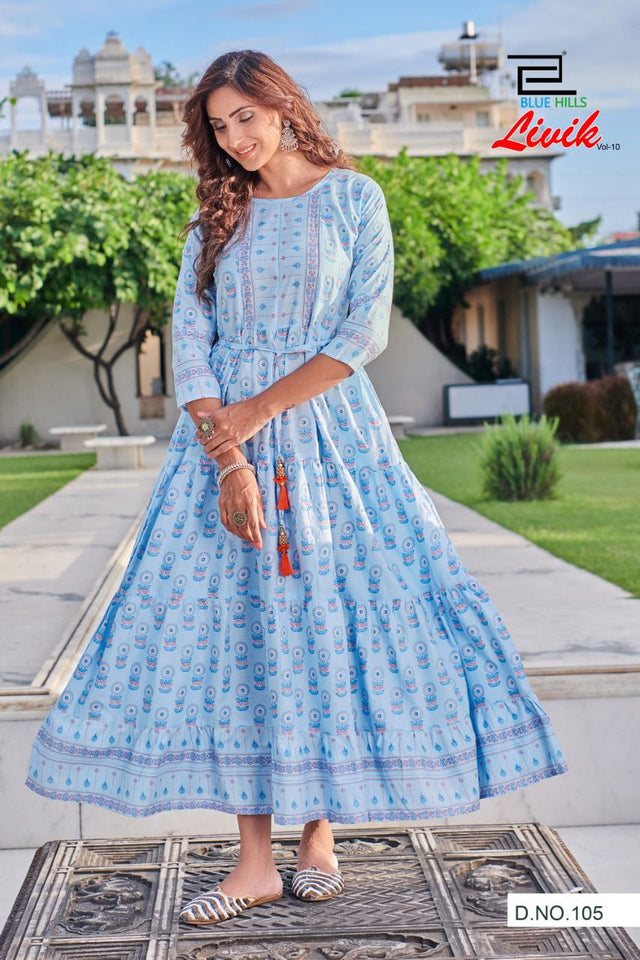 Aqua Heavy Cotton Cambric Indian Ethnic kurti with dupata