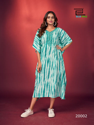 Aqua Rayon Indian ethnic kurta with dupata