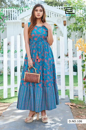 Aqua Rayon Print Indian Ethnic kurti with dupata