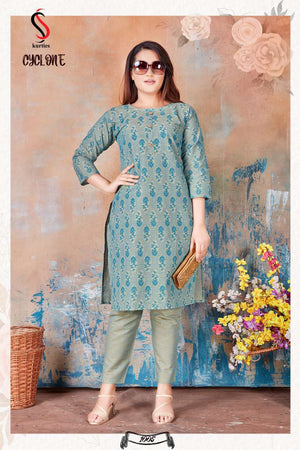Aqua Handloom Cotton Indian Ethnic kurti with dupata
