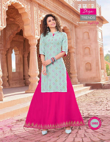 Aqua Rayon Cotton Mal Mal Cotton Flex Fancy Embroidery Indian Ethnic kurti with dupata