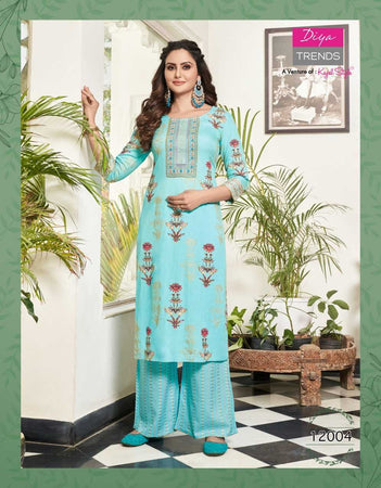 Aqua Heavy Rayon Classy Gold Print Indian Ethnic kurti with dupata