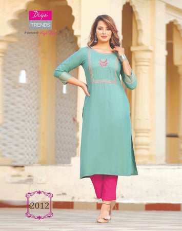 Aqua Heavy Rayon Indian Ethnic kurti with dupata